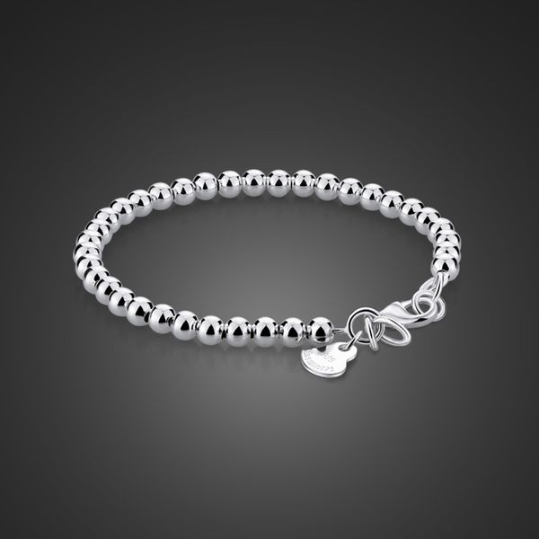 

genuine simple 100% 925 sterling beads for woman solid silver girl children bracelet parent-child jewelry, Golden;silver