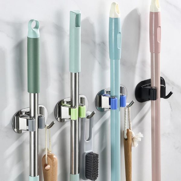 

hooks & rails storage hook tool broom multi-function supplies 304 stainless steel mop clip