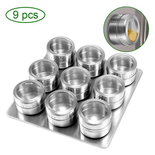 

storage bottles & jars magnetic spice jar set stainless steel tins container pepper seasoning sprays tools