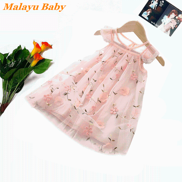 

malayu baby elegant girl princess dress 2021 summer children's ruffled flower mesh sleeveless 2-6years kids clothing girl's dresse, Red;yellow