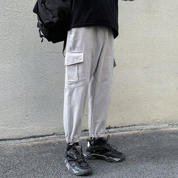 

men's pants streetwear cargo hip hop pure cotton casual male track joggers trousers fashion harajuku men, Black