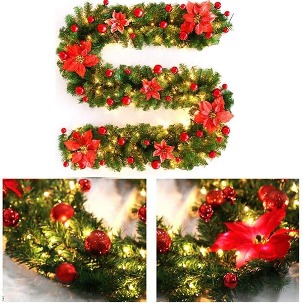 

decorative flowers & wreaths 2.7m christmas led rattan garland decoration multicolor artificial xmas tree banner