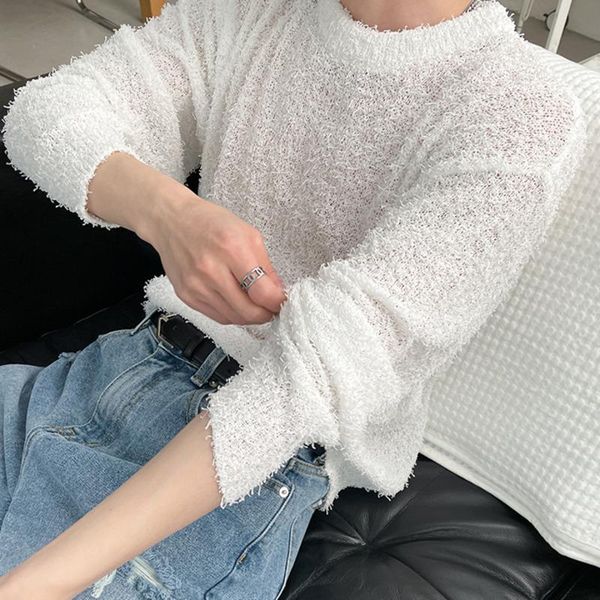 

men's sweaters autumn thin sweater fashion black/white casual knitted pullover men streetwear korean loose o-neck mens clothes, White;black