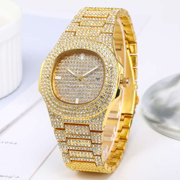 

new watch men's all sky star steel band diamond men's watch fashion calendar quartz wo, Slivery;brown