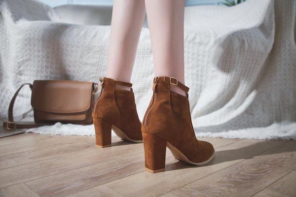 

boots plus size 43 ankle women platform bow high heels shoes thick heel short boot ladies footwear drop daily, Black