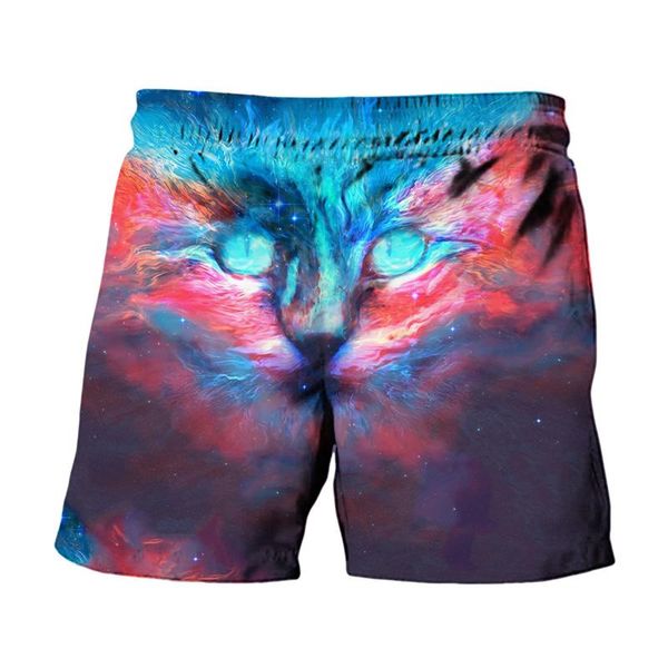 

men's shorts 3d casual sports pants bright starry sky print couple five-point 2021 summer harajuku swimming beach, White;black
