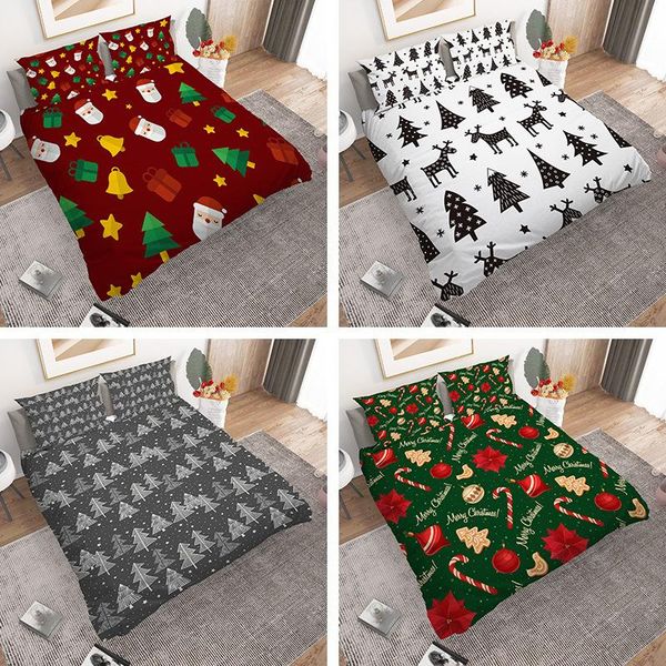 

bedding sets 2/3pcs set christmas tree home duvet cover warm bed decorate comforter with pillowcase soft microfiber  full