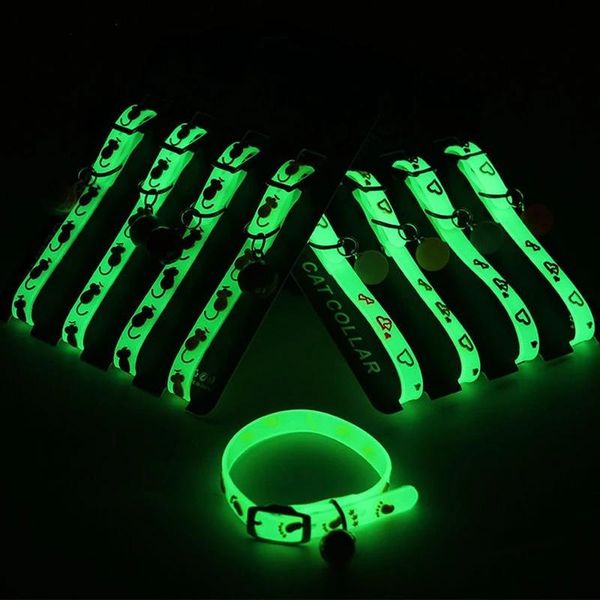 

cat collars & leads collar with bell luminous cats kitty necklace safety kitten glow neck ring reflective accessories
