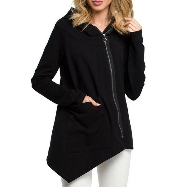 

women's hoodies & sweatshirts hoodie sweatshirt women hooded white casual pocket zipper oversized asymmetric designer black womens clot