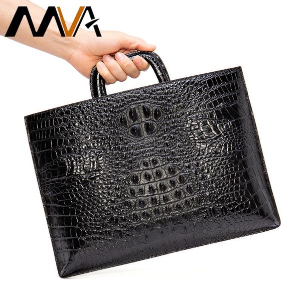 

briefcases mva men's briefcase brand alligator mens leather lapbags for 13.3 inch vintage shoulder bag genuine men handbag 9099
