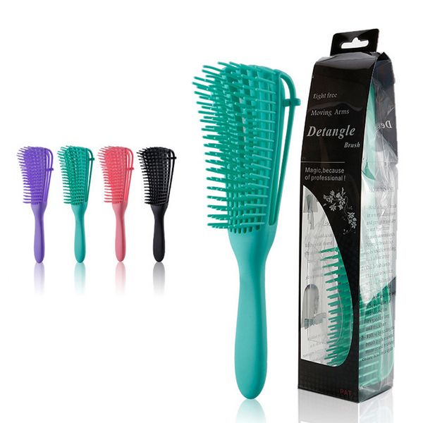 Detangling Cabelo Clippers Escova Calvão Massagem Pente Detangler para Kinky Curly Hairs Wet Seco Espesso Ondulado Escovas Wildbrush Salão