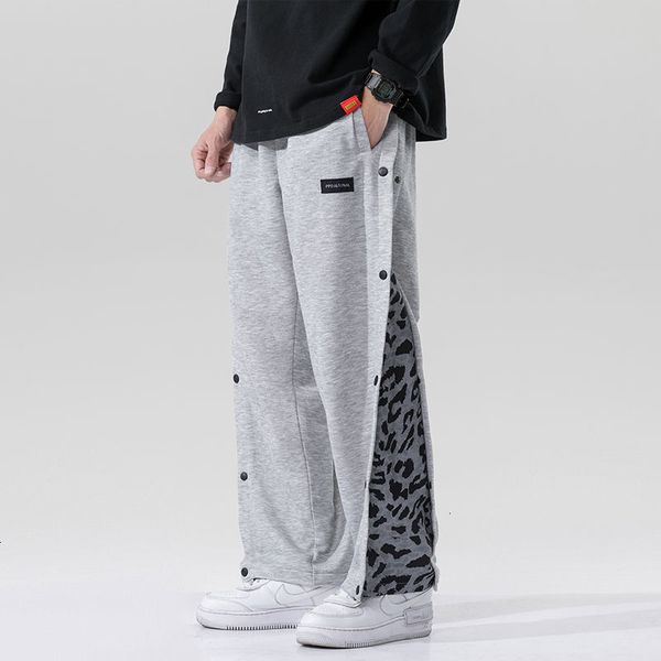 

men's pants leopard pattern loose casual fashion trend straight grey/black joggers sweatpants streetwear trousers og7i