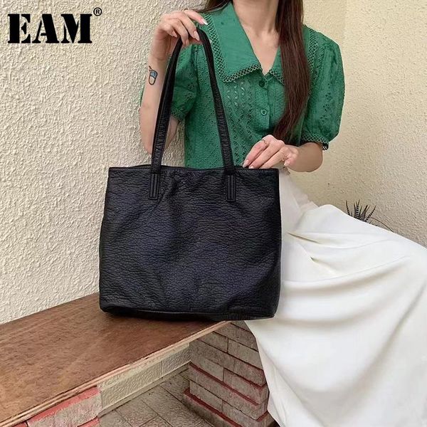 

shoulder bags [eam] women soft quality tote bag pu leather flap personality all-match crossbody fashion tide 2021 18a3553