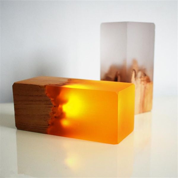

night lights creative led resin solid wood light usb home decoration gift table lamp atmosphere holiday bedroom living room