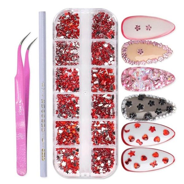 

nail art kits j78d 12 grids multi size shape resin 3d diy decor with tweezer dotting pen