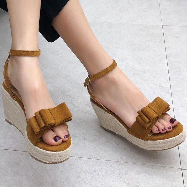 

summer women's open toe sandals wedges belt buckle fish mouth beach shoe, Black