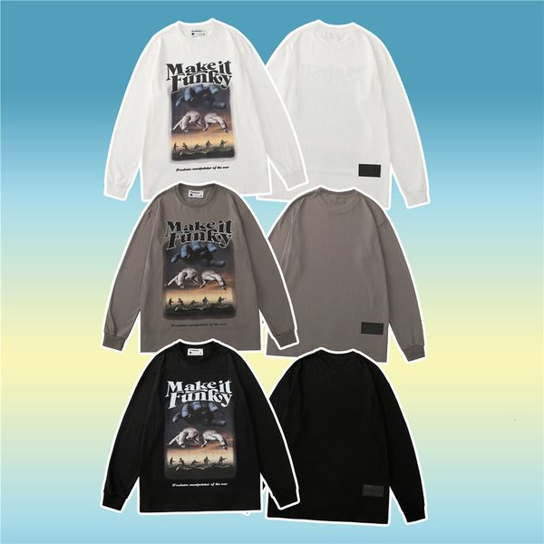 

men's t-shirts long sleeve t-shirt, large street clothes, palm del sky hip hop, harajuku, fashion cotton, 2021, White;black