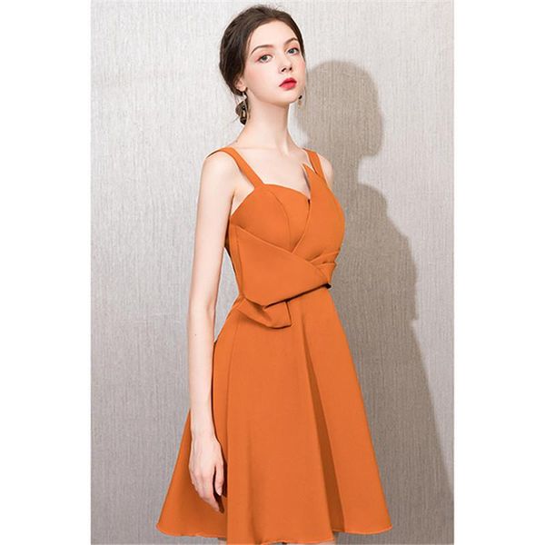 

caramel color sling evening dress banquet host celebrity party-dress daily wear sleeves summer brand design de soirÃ©e ethnic clothing, Red