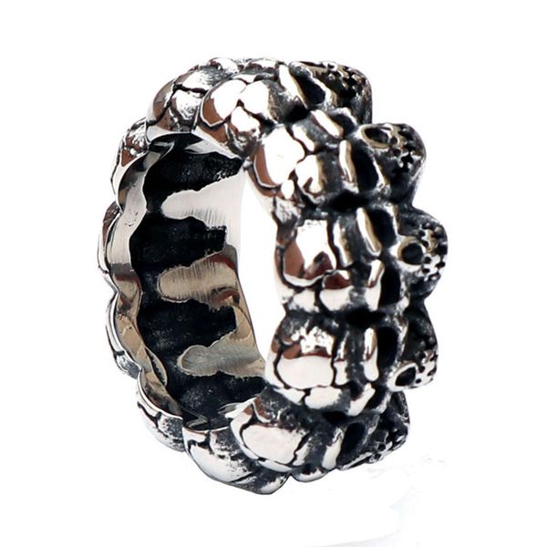 

titanium punk ghost ring stainless steel skeleton men's ringuerx, Golden;silver