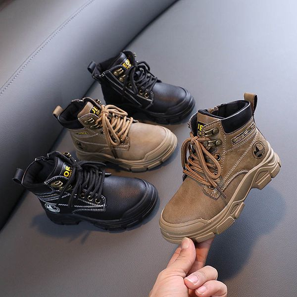 

kids boots children shoes childrens footwear girls boys short boot autumn winter casual student moccasins soft b8326, Black;grey