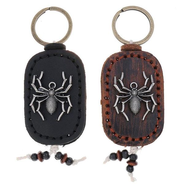 

keychains retro women faux leather alloy spider handmade pendant keychain key ring decor car bag jewelry accessory gift, Silver