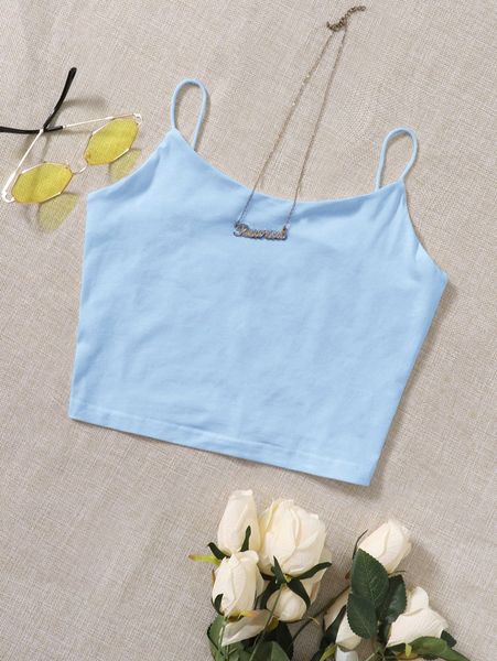 

solid crop cami k2z1#, White
