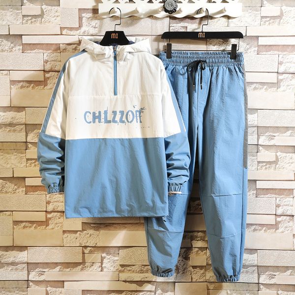 

men's tracksuits 2021 hip hop workwear jacket mens tracksuit jacket+pants 2pc sets baseball loose zipper women coat & long pants c, Gray