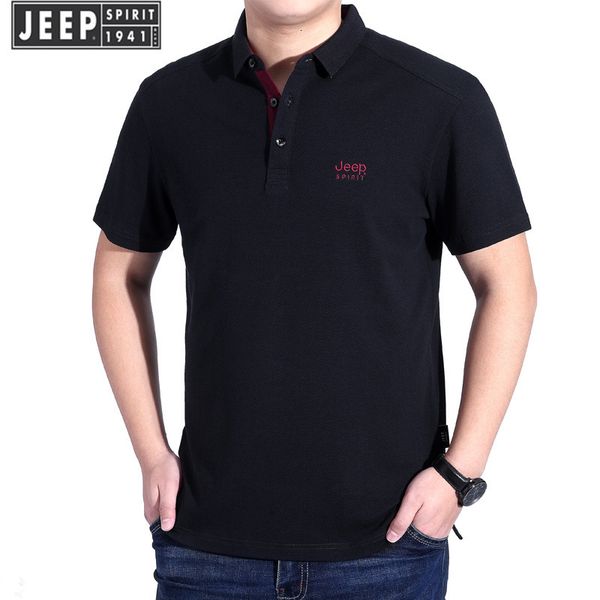 

luxury t-shirts jeep spirit t-shirt short lapel casual t-shirt men's large half sleeve 8036, Black