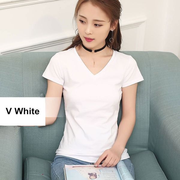 

women's sweaters 2021 style 95% pure female cotton solid shirt short t-shirt thin ladies t-shirt clothin, White;black