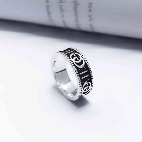 

925 silver stripe double men's and women's rings carved in thai silver