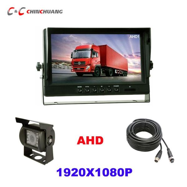 

car rear view cameras& parking sensors 1080p ahd sony truck backup camera 18 ir led + 9 inch monitor for bus van trailer rv reverse system