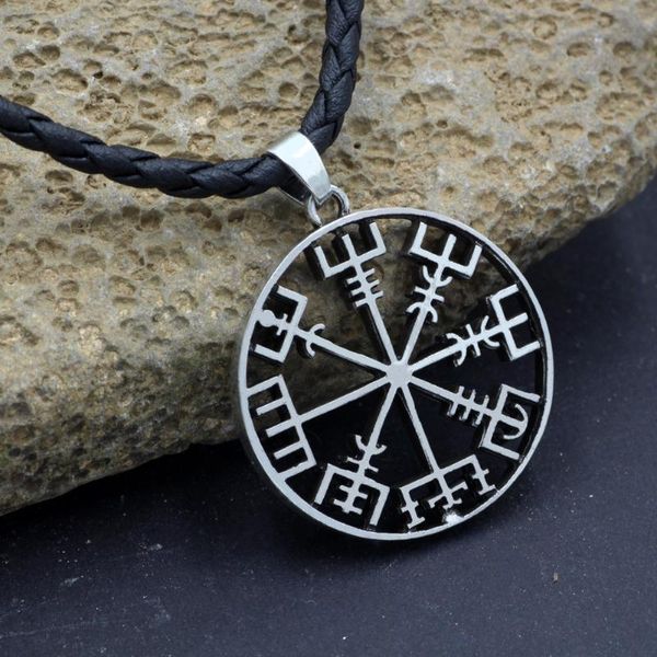 

amulet pantgram rune norse viking odin's symbol of runic pendant necklace runes vegvisir compass necklaces, Silver