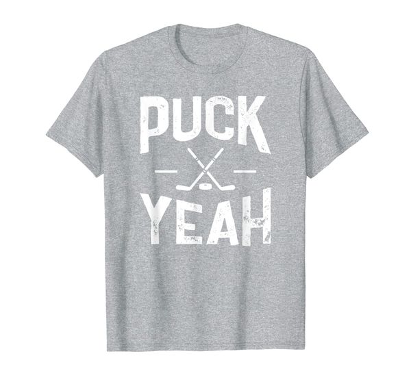 

cool puck yeah design for ice hockey player t-shirt, White;black
