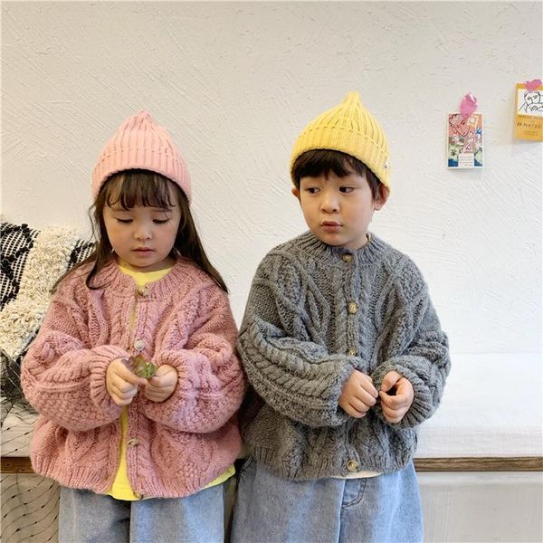 

spring 2021 korean children's sweater cardigan coat solid color boys' and girls', Blue