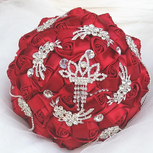 

wedding flowers silk ribbon butterfly bridal bouquets sweet 15 quinceanera pearls rhinestones holding flower w2218