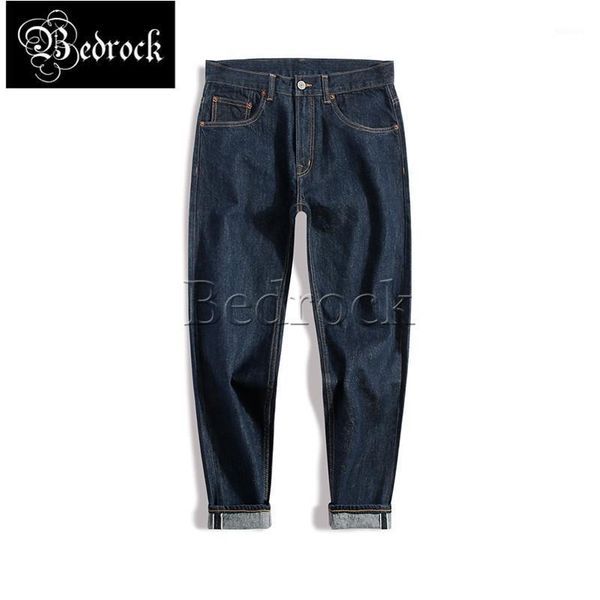 

men's jeans 13oz spring summer autumn dark blue small feet cropped straight loose water washed denim 236b