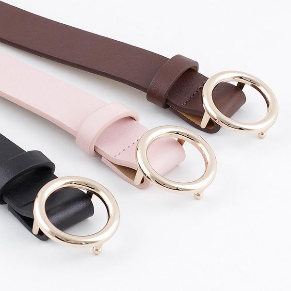 

women leather belt o ring round buckle waist pu belts for ladies girls jeans pants waistband, Black;brown