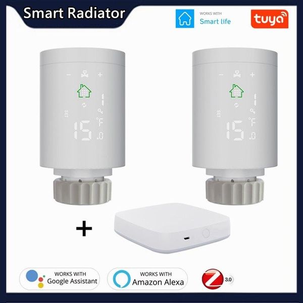 

smart home control zigbee3.0 radiator actuator programmable thermostatic valve temperature controller voice via alexa