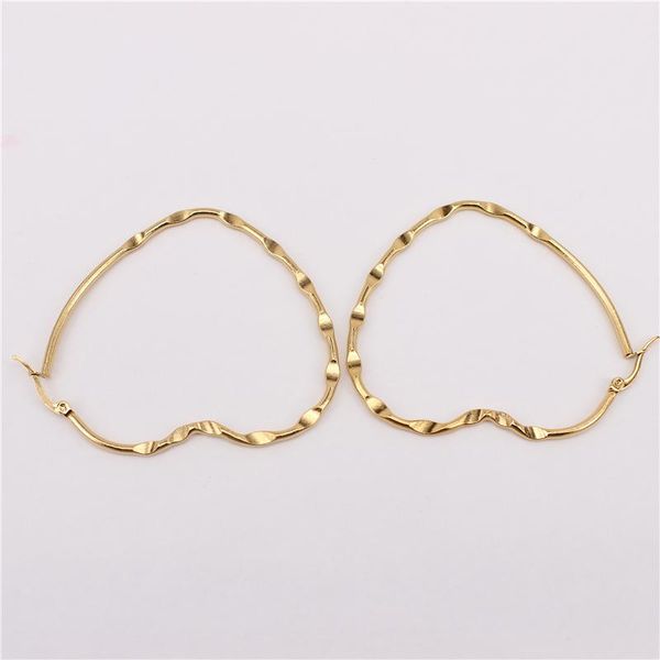 

hoop & huggie oversized heart exaggerated earrings 60mm 65mm coil fine polished retail or wholesale 2021 trend lh1025, Golden;silver