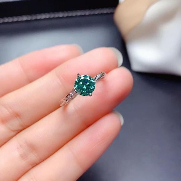 

cluster rings crackling green moissanite gemstone ring for women jewelry engagement wedding 925 sterling silver birthday gift, Golden;silver
