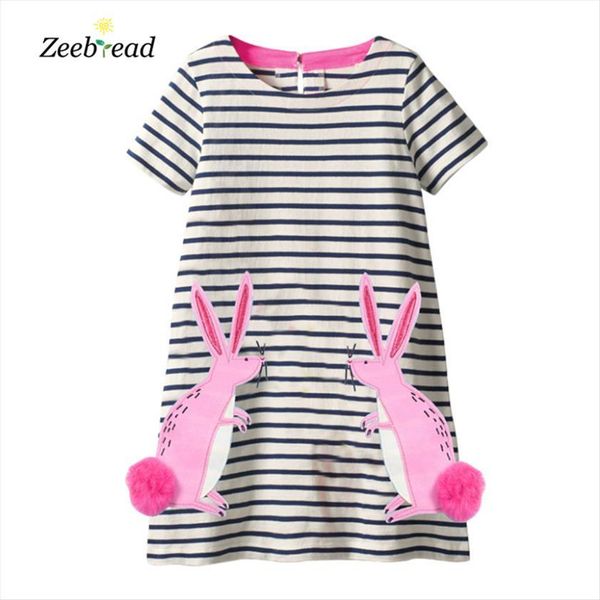 

zeebread arrival animals applique cotton girl dresses princess for summer baby clothes fashon stripe childrens frocks toddler, Red;yellow