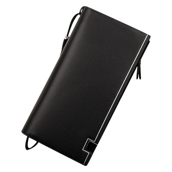 

wallets long purse with strap outdoor card holder pu leather phone bag striped clutch men wallet large capacity fashion portable travel, Red;black