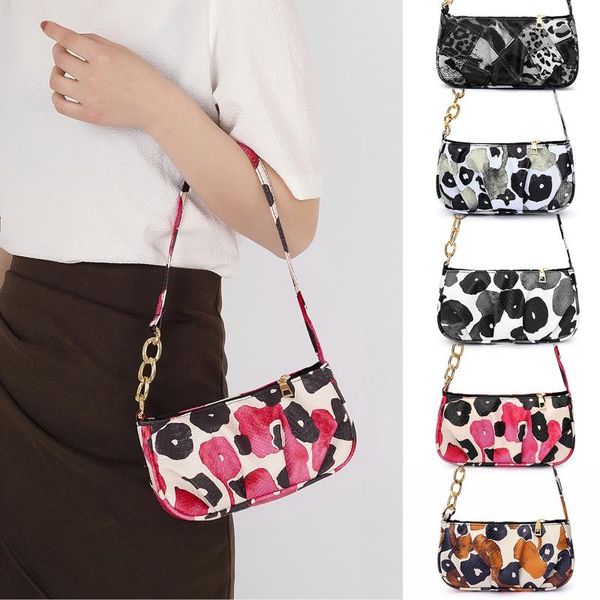 

evening bags casual women totes 2021 designer chain armpit retro printed shoulder ladies mini handbag female shopping underarm bag