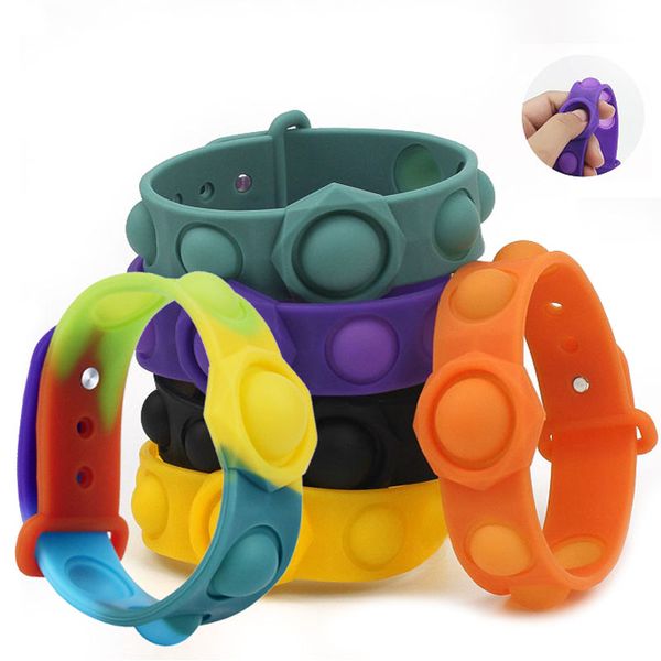 

bracelet simple dimple fidget toys push bubble silicone keychain stress reliever sensory squeeze toy gift for kids adults cheap