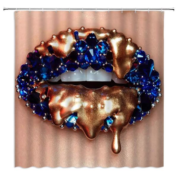 

lips shower curtain,romantic love kiss chocolate blue diamond lips girl valentine's day modern fashion decor,fabric