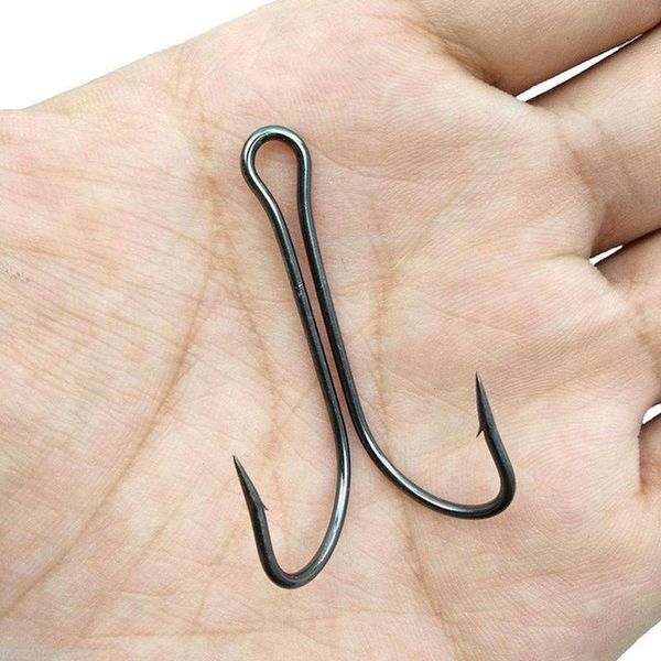 

50pcs/set dual hooks high carbon steel black double tackle hook fishing fish saltwater