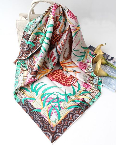 

scarves 2021 square twill silk scarf women fashion printed neck scarfs office lady hair band foulard hand kerchief female bandana shawl, Blue;gray