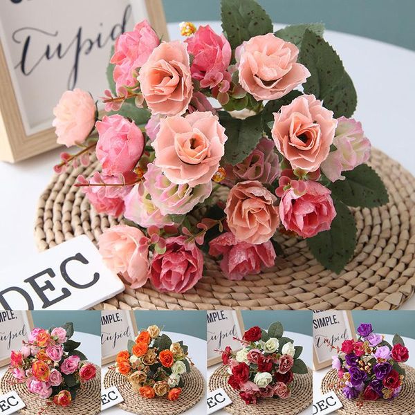 

30cm rose pink silk bouquet peony artificial flowers diy bride wedding home decoration fake faux christmas roses decorative & wreaths