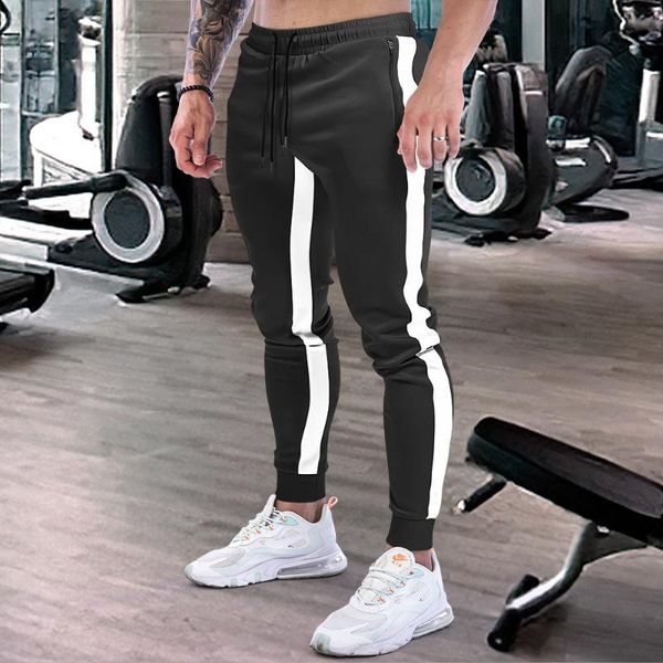 

men's pants men trousers sport casual fashion cotton sweatpants male slim fit bodybuilding running gym trackpants bottoms, Black