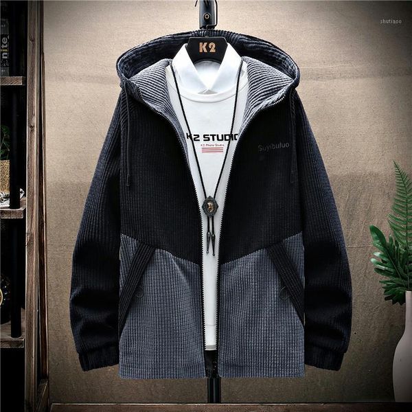 

men's jackets spring/autumn korean casual bomber jacket men hooded cardigan overcoat patchwork coats male 3 colors m-3xl, Black;brown